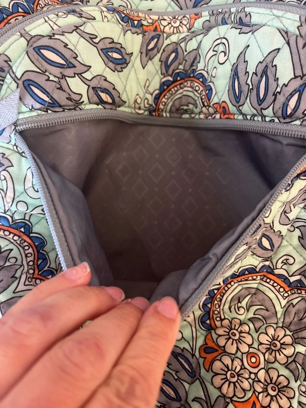Vera Bradley Light Mint Green Floral Quilted Backpack